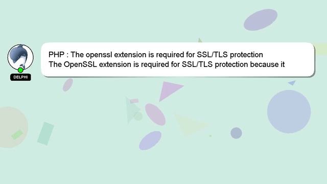 PHP : The openssl extension is required for SSL/TLS protection смотреть онлайн