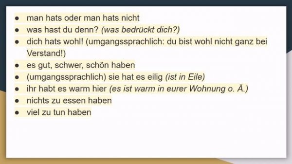 Глагол HABEN в Немецком Языке