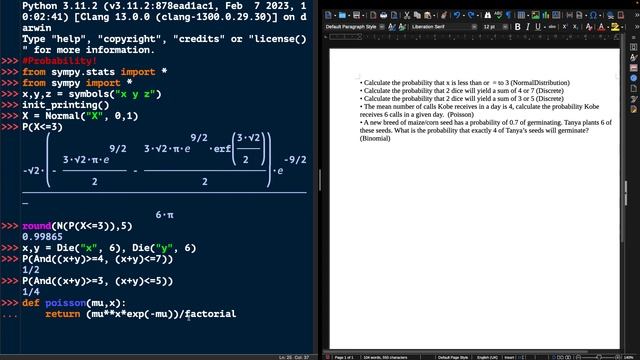 How to solve probability questions using different distributions using the SymPy package in Python смотреть онлайн