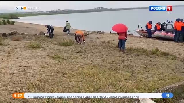Больше километра рыболовных сетей вытащили активисты из озера Кенон в Чите смотреть онлайн