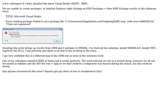 Error creating package, Failed to save package file, error 0x80040154 "Class not registered" смотреть онлайн