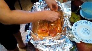 Мясная прослойка в фольге.