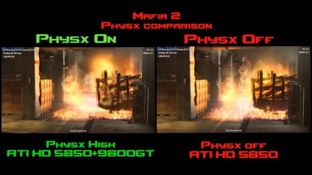 Mafia 2 Physx Comparison Ati HD 5850+9800GT смотреть онлайн
