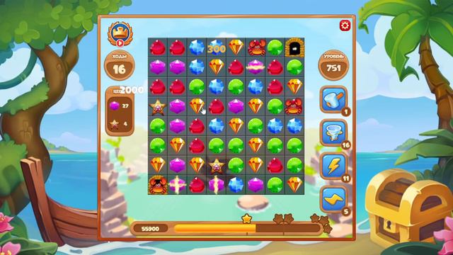 Как пройти уровень 751 игры Сокровища Пиратов смотреть онлайн