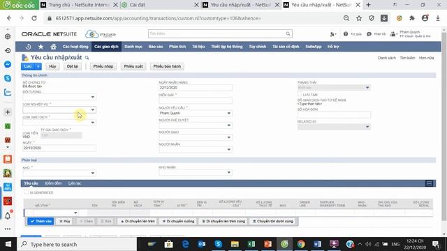 Oracle Netsuite - Quản lý kho - Bin Transfer - Part 8 - Tạo yêu cầu chuyển ngăn_giá_kệ смотреть онлайн
