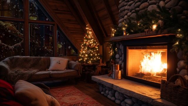 Cozy Fireplace Ambience | Relaxing Holiday Atmosphere Christmas Time By Window