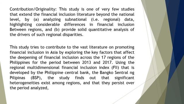 Determinants of Inter Regional Financial Inclusion Heterogeneities in the Philippines ADPR 2021 92 смотреть онлайн