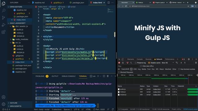 Minify JavaScript with Gulp JS | Full gulp-terser plugin walkthrough смотреть онлайн