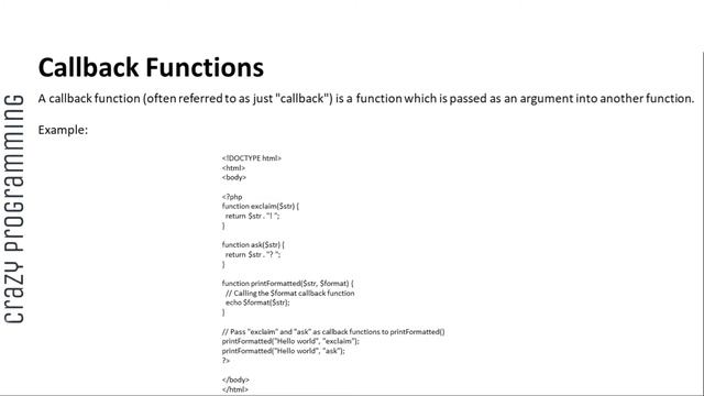 Callback Function in PHP смотреть онлайн
