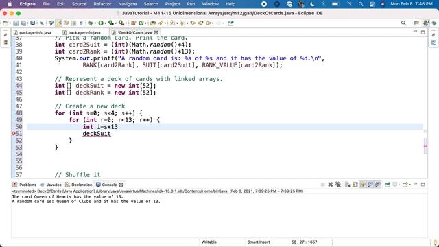 Java M12GA1P1d Deck Of Cards - Create a new deck of cards смотреть онлайн