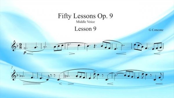 Concone Lesson 9 for Middle Voice   Key F. Suitable for Mezzo Soprano or Baritone Voice Range