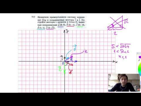№917. Начертите прямоугольную систему координат Оху и координатные векторы i и j. Постройте смотреть онлайн