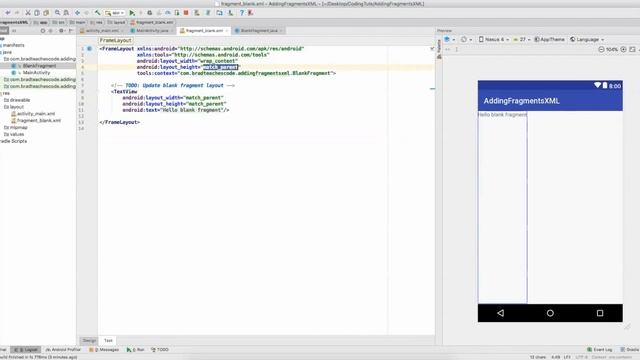 Android Studio Tutorial - Adding Fragments In XML смотреть онлайн