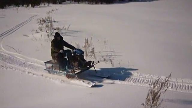 самодельный снегоход-палочник с двигателем ИЖ г.Ковров часть-2 смотреть онлайн