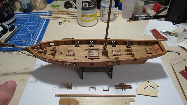 Сборка парусника Halcon 1840. Часть 7. Инструменты, бушприт, мачты, гики и гафели, стеньги, ванты