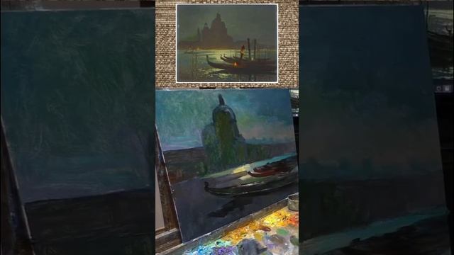 Как нарисовать кистями для детей Венецию, ночной пейзаж. Shorts смотреть онлайн