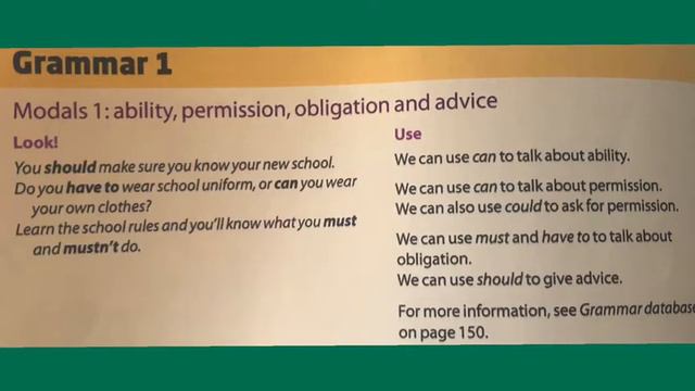 7 class. Modals 1: ability, permission, obligation and advice смотреть онлайн