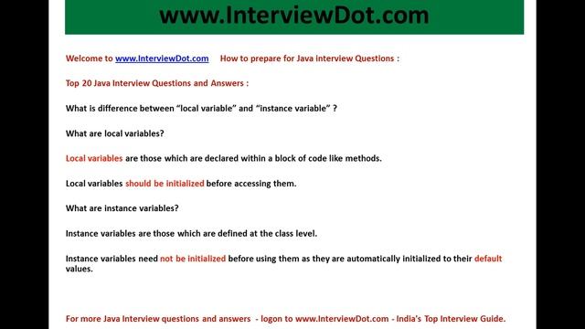 java interview question and answer what is local variable and instance variable смотреть онлайн
