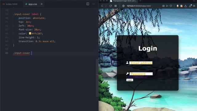 Transparent login form with floating placeholder text | transparent login form html css смотреть онлайн