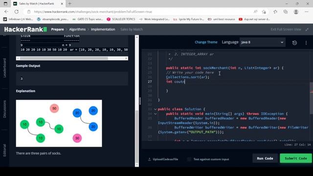 sales by match || hackerrank || java || hackerrank Solution in java || sales by match hindi solutio смотреть онлайн
