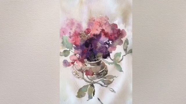 Флоксы в вазе, акварель.  Марина Ласаева #акварель #watercolor