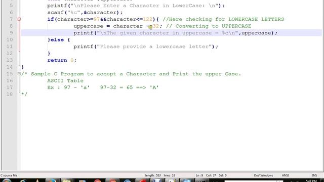 C PROGRAM TO CONVERT LOWERCASE CHARACTER TO UPPERCASE CHARACTER смотреть онлайн