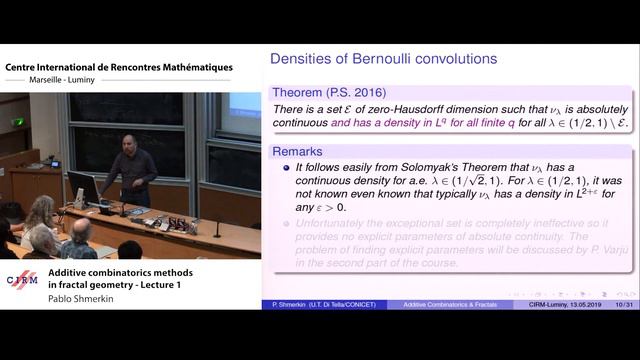 Pablo Shmerkin: Additive combinatorics methods in fractal geometry - lecture 1 смотреть онлайн