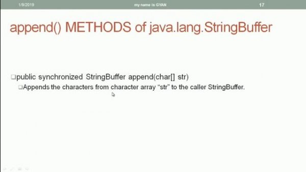 String API in Java | #33 | Various append() Methods of StringBuffer Class in Java