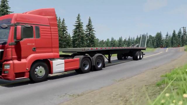 Double Flatbed Trailer Truck Vs Speedbumps Train Vs Cars Beamng.Drive #724