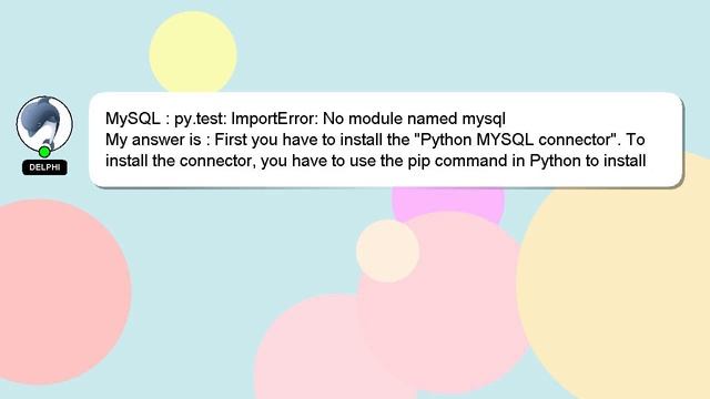 MySQL : py.test: ImportError: No module named mysql смотреть онлайн