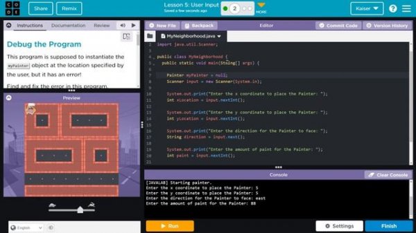 Code.org Lesson 5.2 User Input | Tutorial with Answers | Unit 2 Computer Science A (CSA)