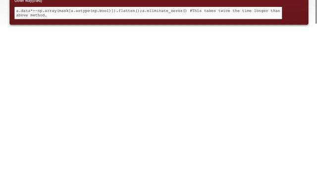 Efficient way to set elements to zero where mask is True on scipy sparse matrix смотреть онлайн