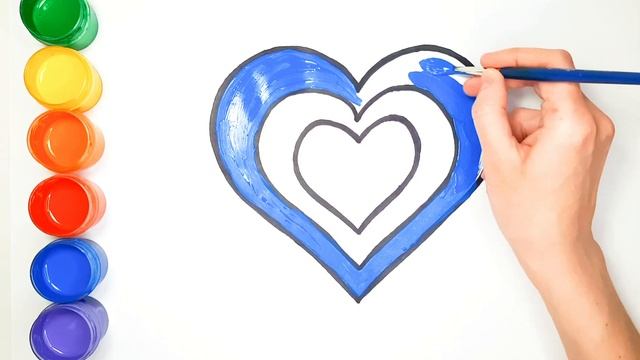 Рисунок и раскраска для детей. Как нарисовать Сердце. Учим цвета. смотреть онлайн