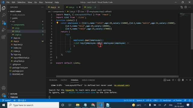 #27 - List and Keys in React (Hindi) | React js Tutorial смотреть онлайн