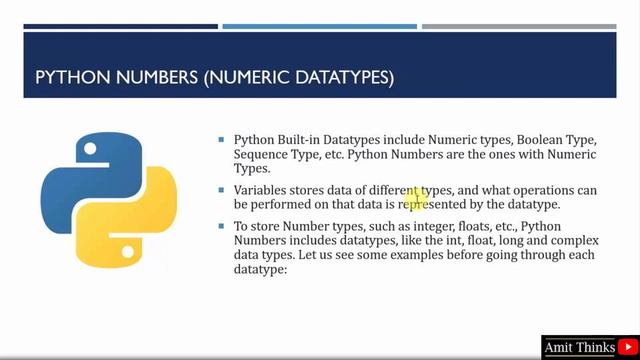 Types of Numeric Datatypes in Python | Amit Thinks смотреть онлайн