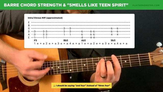 Barre chord strength & Smells Like Teen Spirit (Nirvana) смотреть онлайн