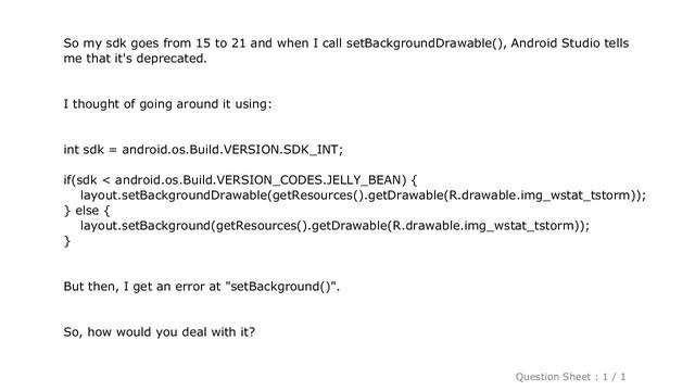Android : setBackgroundDrawable() deprecated смотреть онлайн