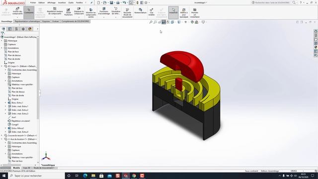 Assemblage SolidWorks (Bouton Poussoir d'Heliox) Mise en Plan (Vue Eclatée) смотреть онлайн