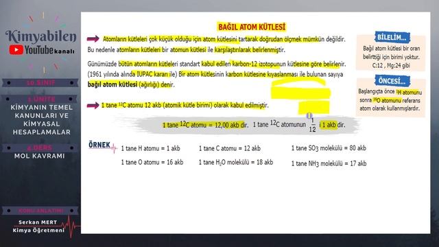 MOL KAVRAMI - MOL SORU ÇÖZÜMÜ - MOL HIZLI TEKRAR - GERÇEK ATOM KÜTLESİ - TYT KİMYA смотреть онлайн