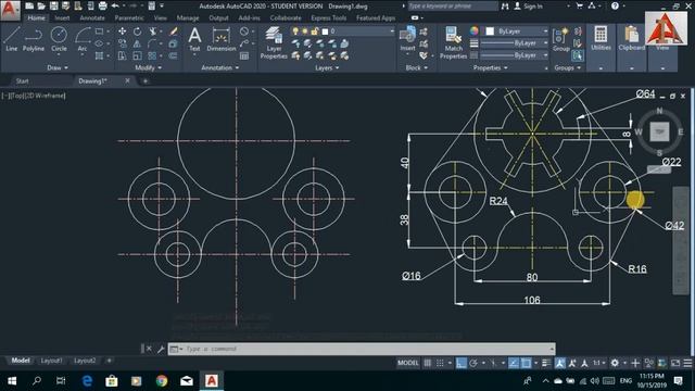 اتوكاد 2020 | AutoCAD 2020 | رسم الدوائر | الاقواس | circle command | arc command | modify | смотреть онлайн