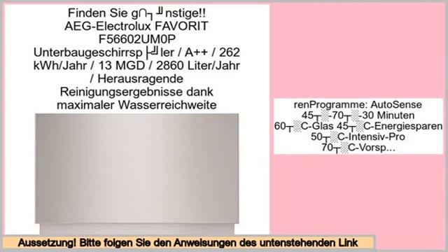 Best Brands AEG-Electrolux FAVORIT F56602UM0P Unterbaugeschirrspüler / A++ / 262 смотреть онлайн