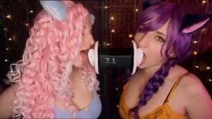 ASMR Twin Ear Licking АСМР Ликинг 3Dio