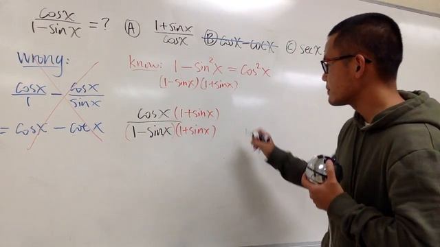 Verifying Trigonometric Identities, Q13, Cos(x)/(1-sin(x))
