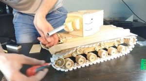 Танк КВ 2 из фанеры Часть 2. Как сделать танк из дерева, из фанеры. Как самому сделать танк.