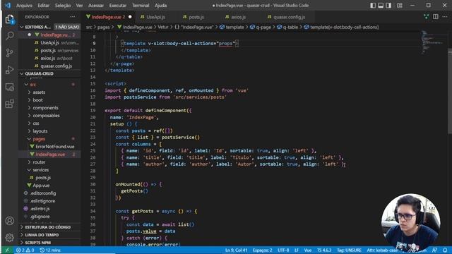 03 - ?CRUD COM VUE 3 E QUASAR FRAMEWORK - CRIANDO COMPOSABLE E SERVICES смотреть онлайн