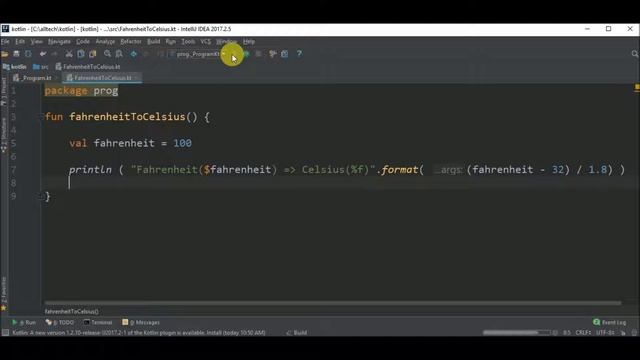 fahrenheits to celsius in kotlin смотреть онлайн