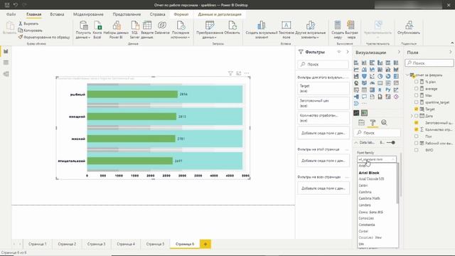 Power BI. Bullet chart. Визуализация уровня достижения плановых показателей. смотреть онлайн