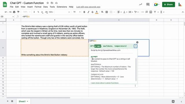 ChatGPT in Google Sheets смотреть онлайн