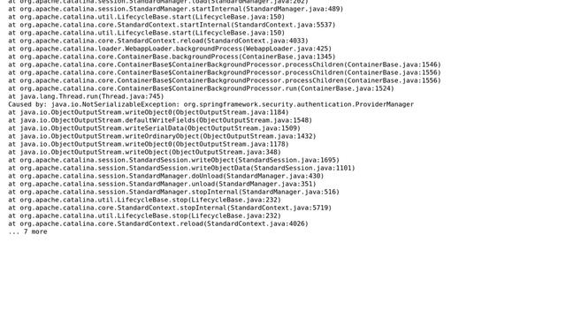 Spring Security 3.1 Authentication ProviderManager throwing NotSerializableException смотреть онлайн