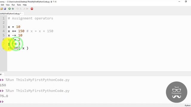 Assignment Operators In Python With Example | Tutorial in Tamil | Tamil Programmer смотреть онлайн